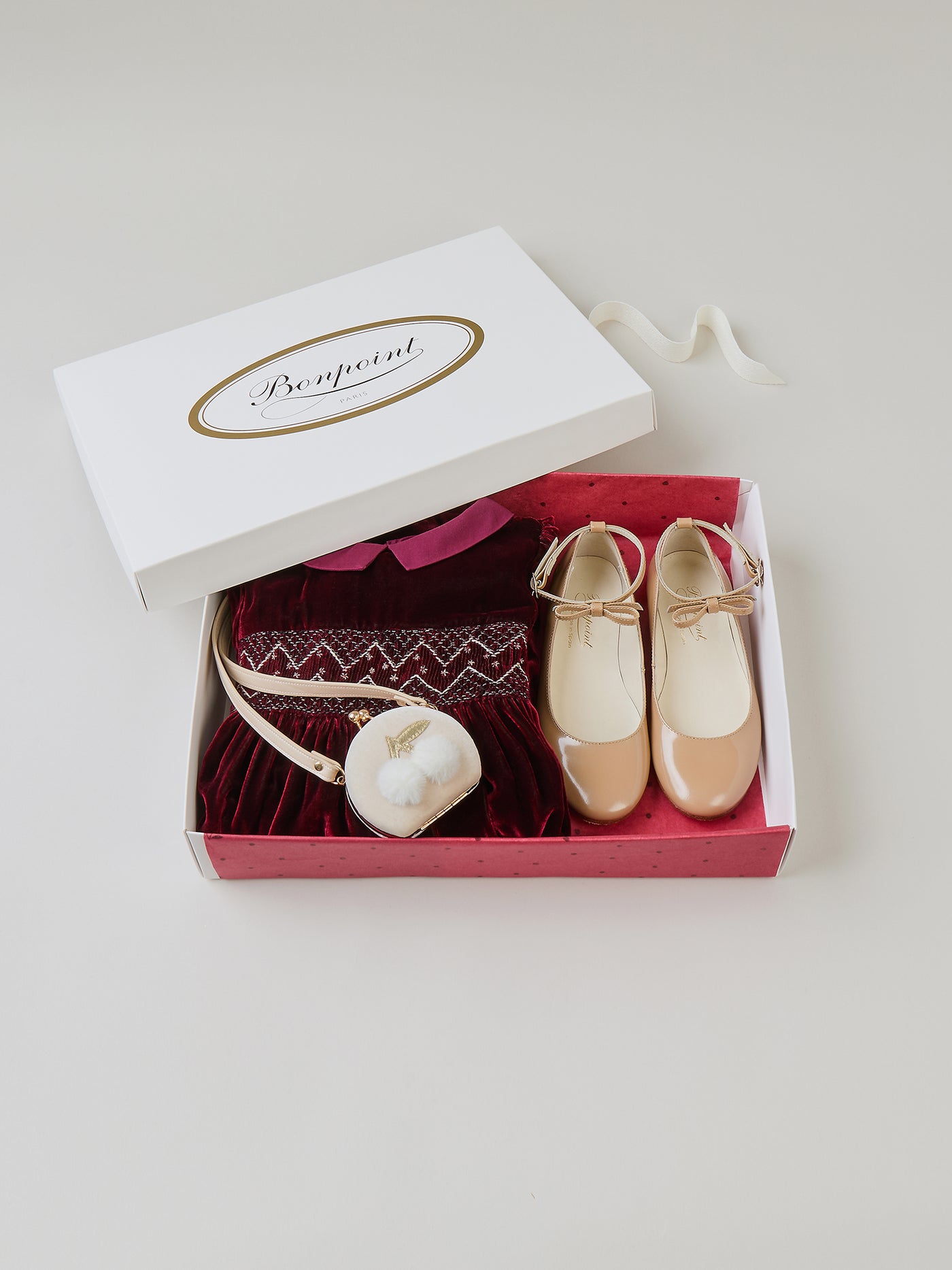 Coffret de Noël Fille - Robe en velours rouge