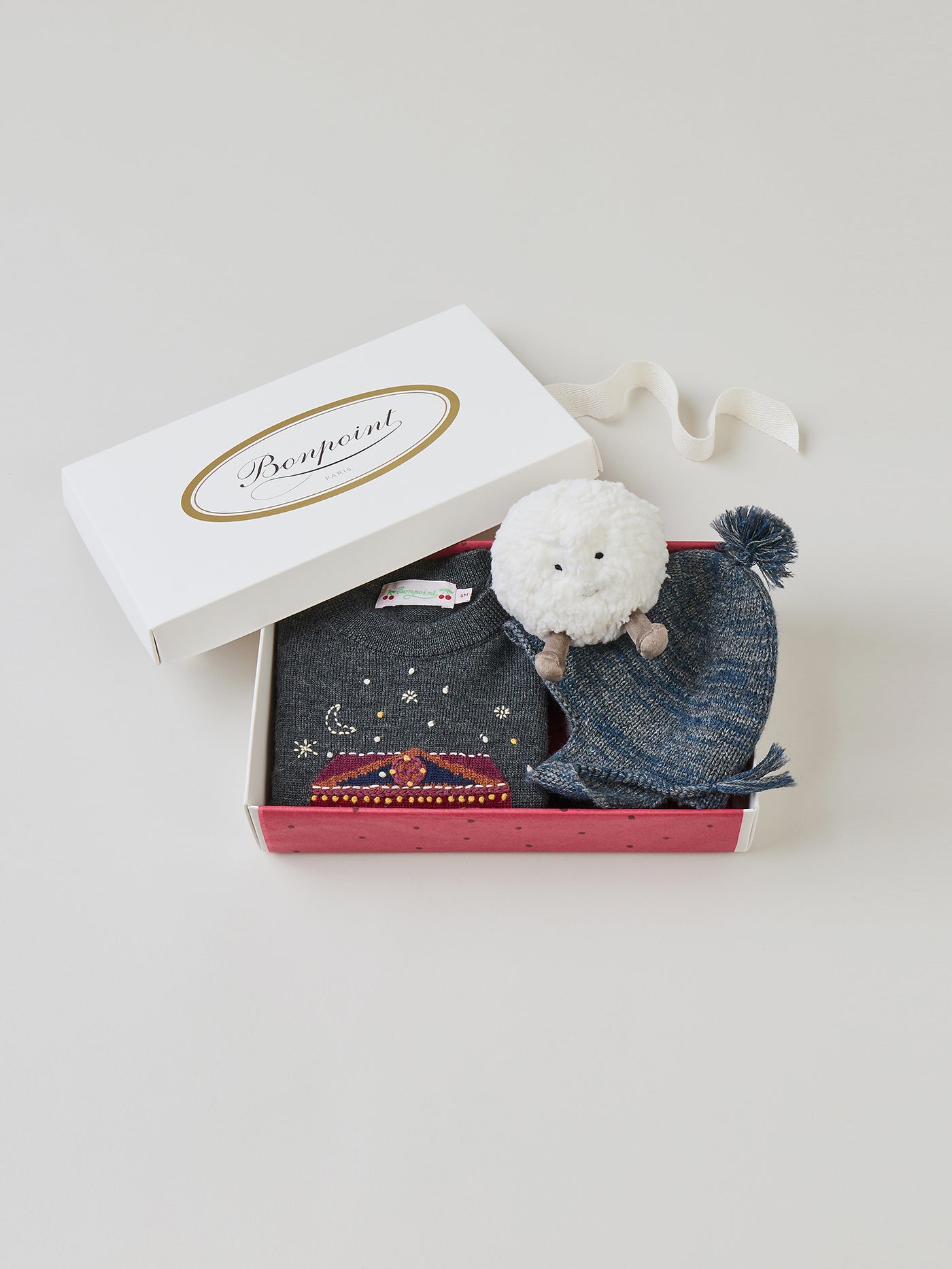 Coffret de Noël Bébé - Pull en laine gris