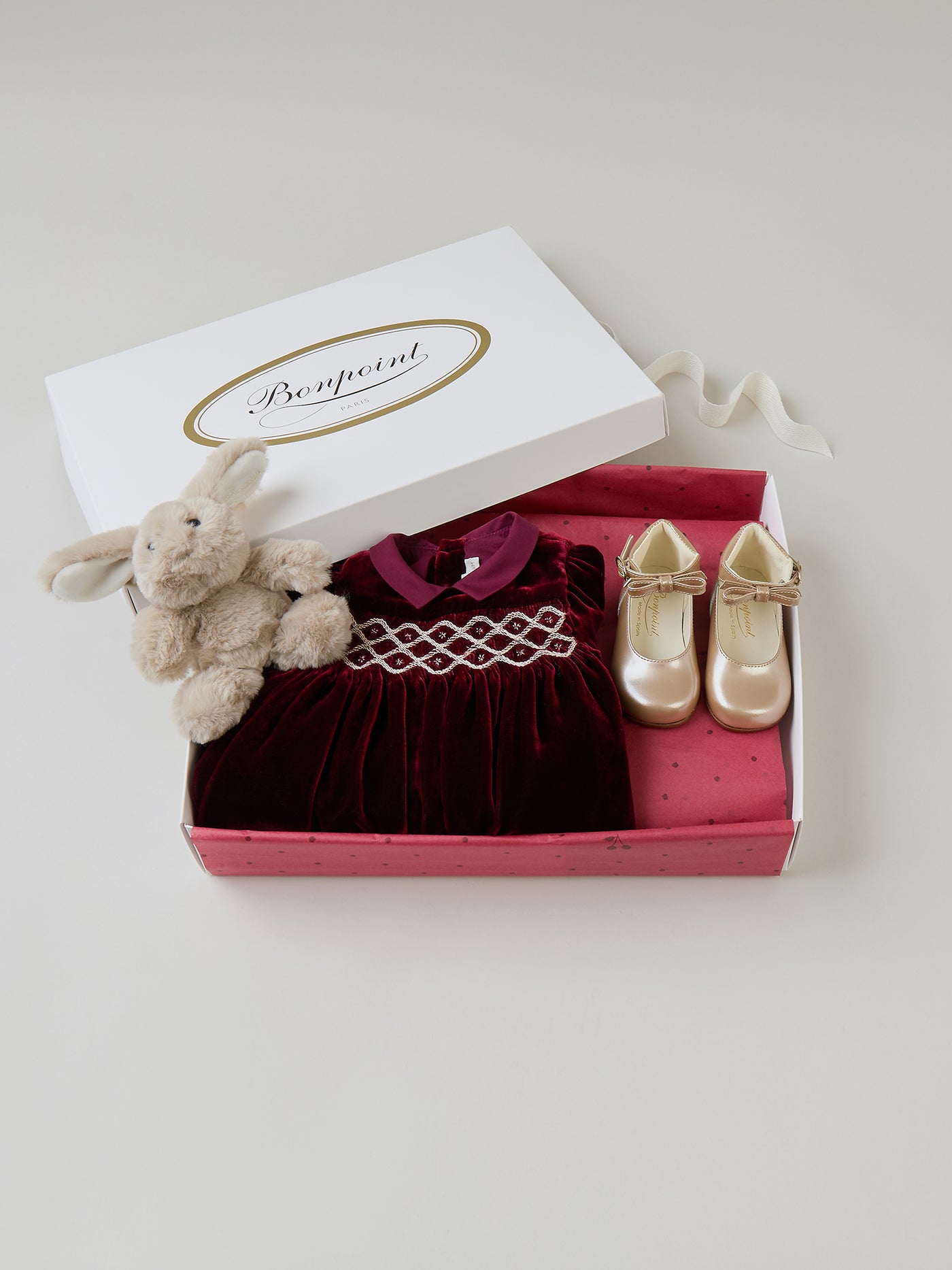 Coffret de Noël Bébé - Robe velours rouge