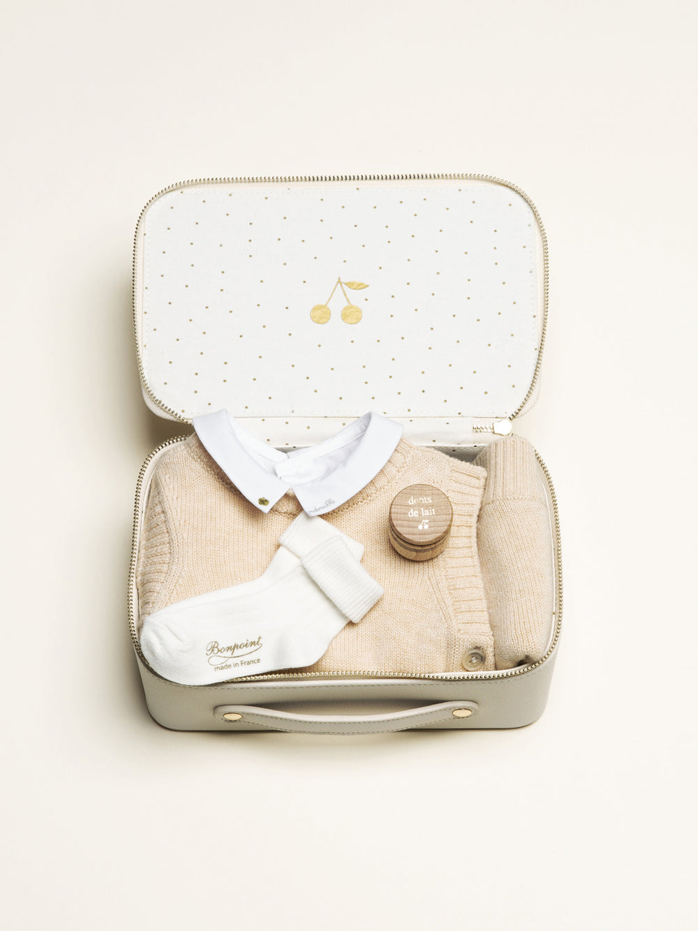 Petite valise naissance unisexe - Ensemble sable