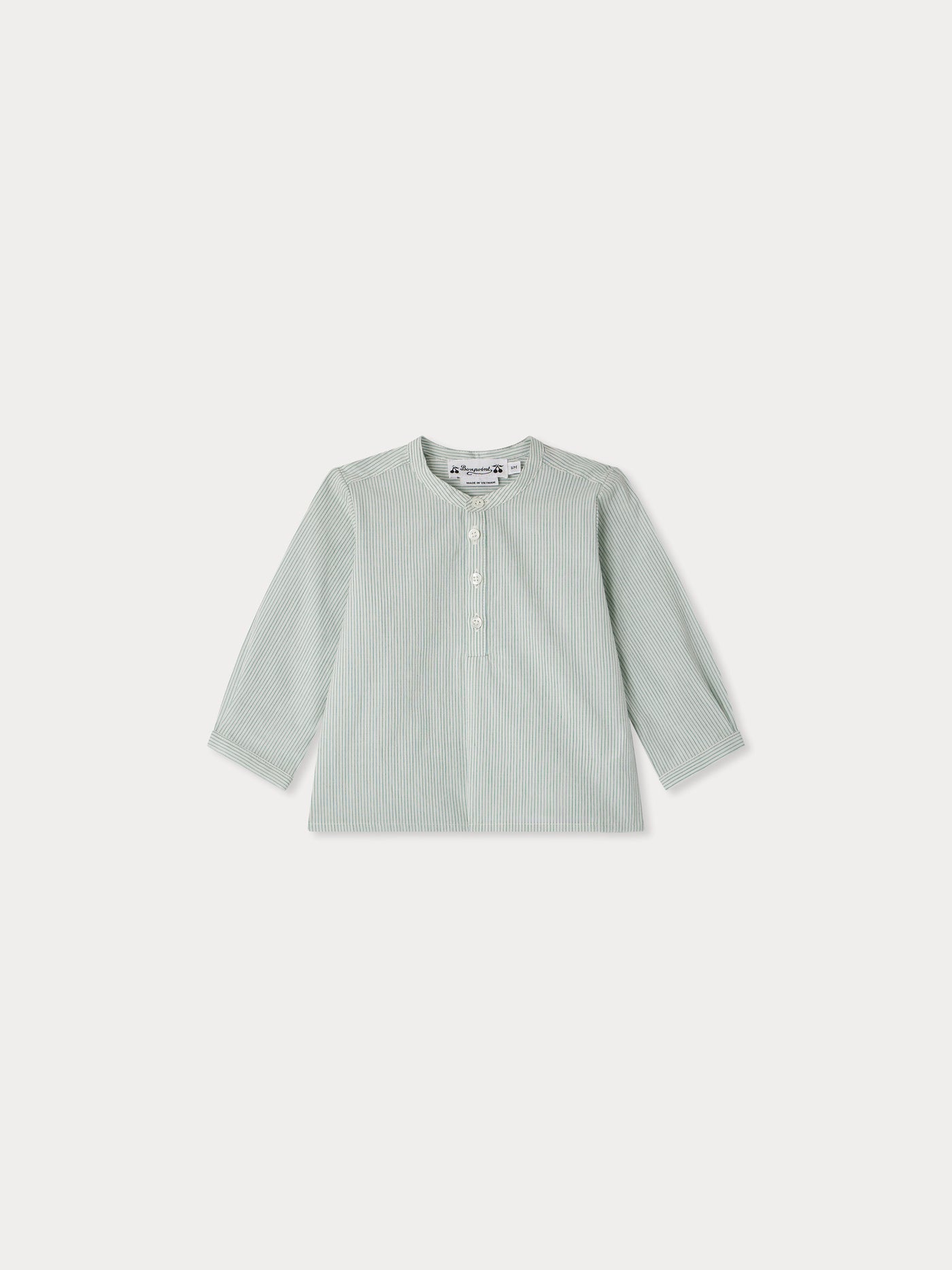 Polisson striped mao collar shirt