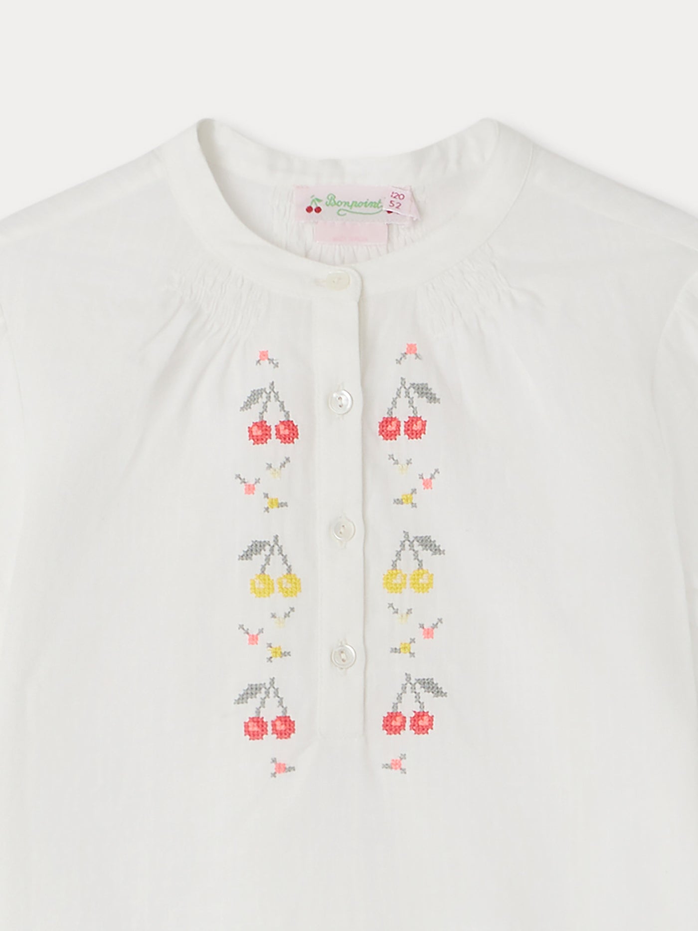 Greta white blouse with cherry embroidery