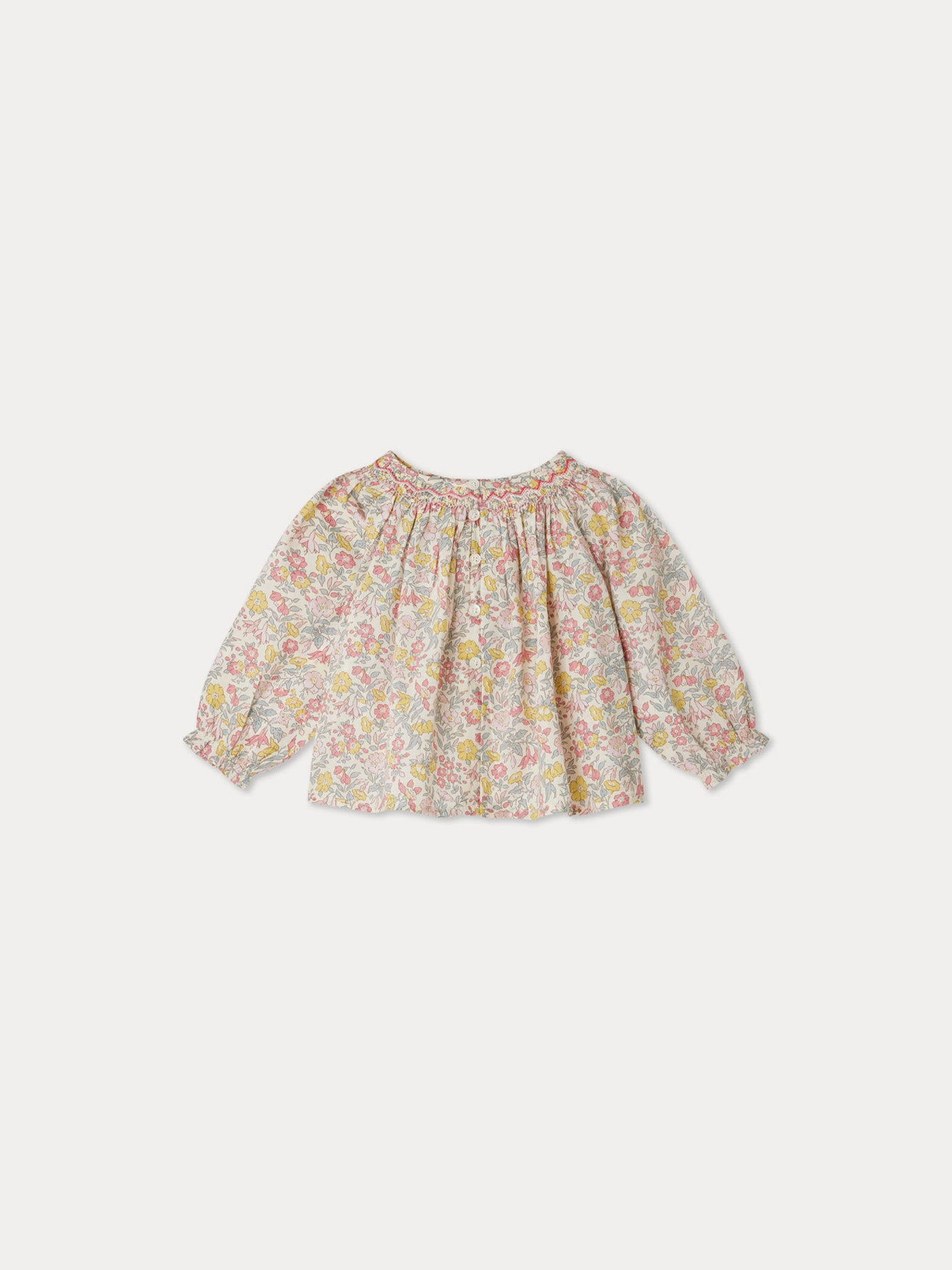 Blouse Griotte smockée en tissu Liberty  rose