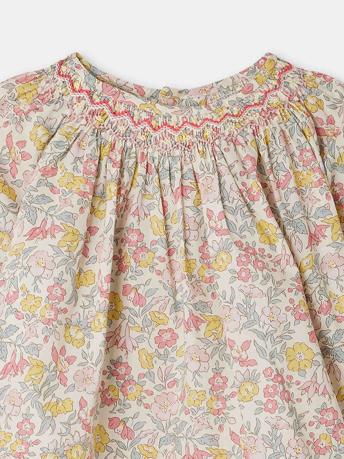 Blouse Griotte smockée en tissu Liberty  rose