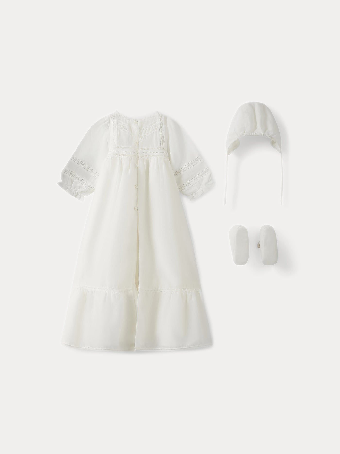Robe de baptême en soie bébé blanc lait