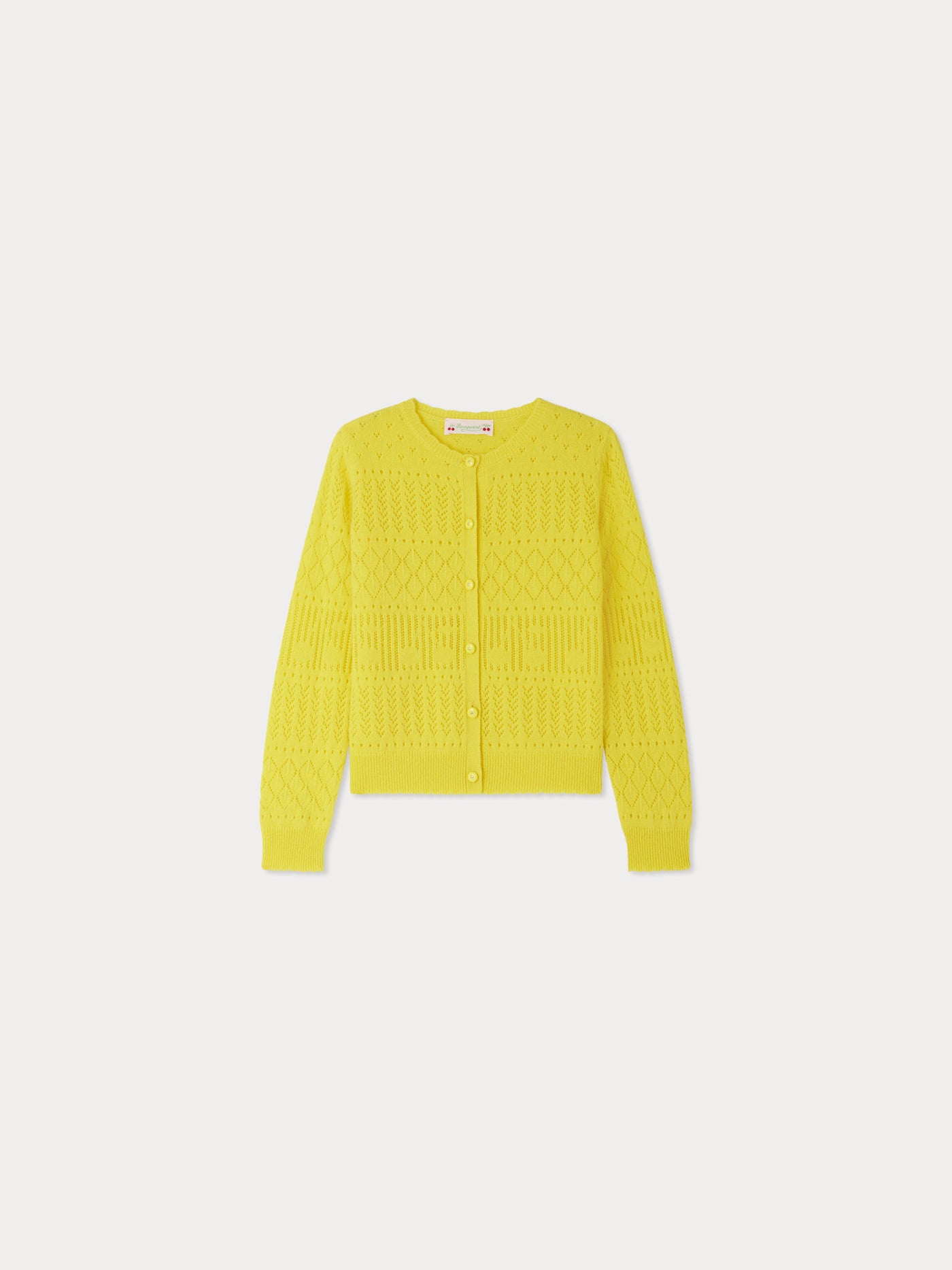 Cardigan Enza ajouré en cachemire jaune