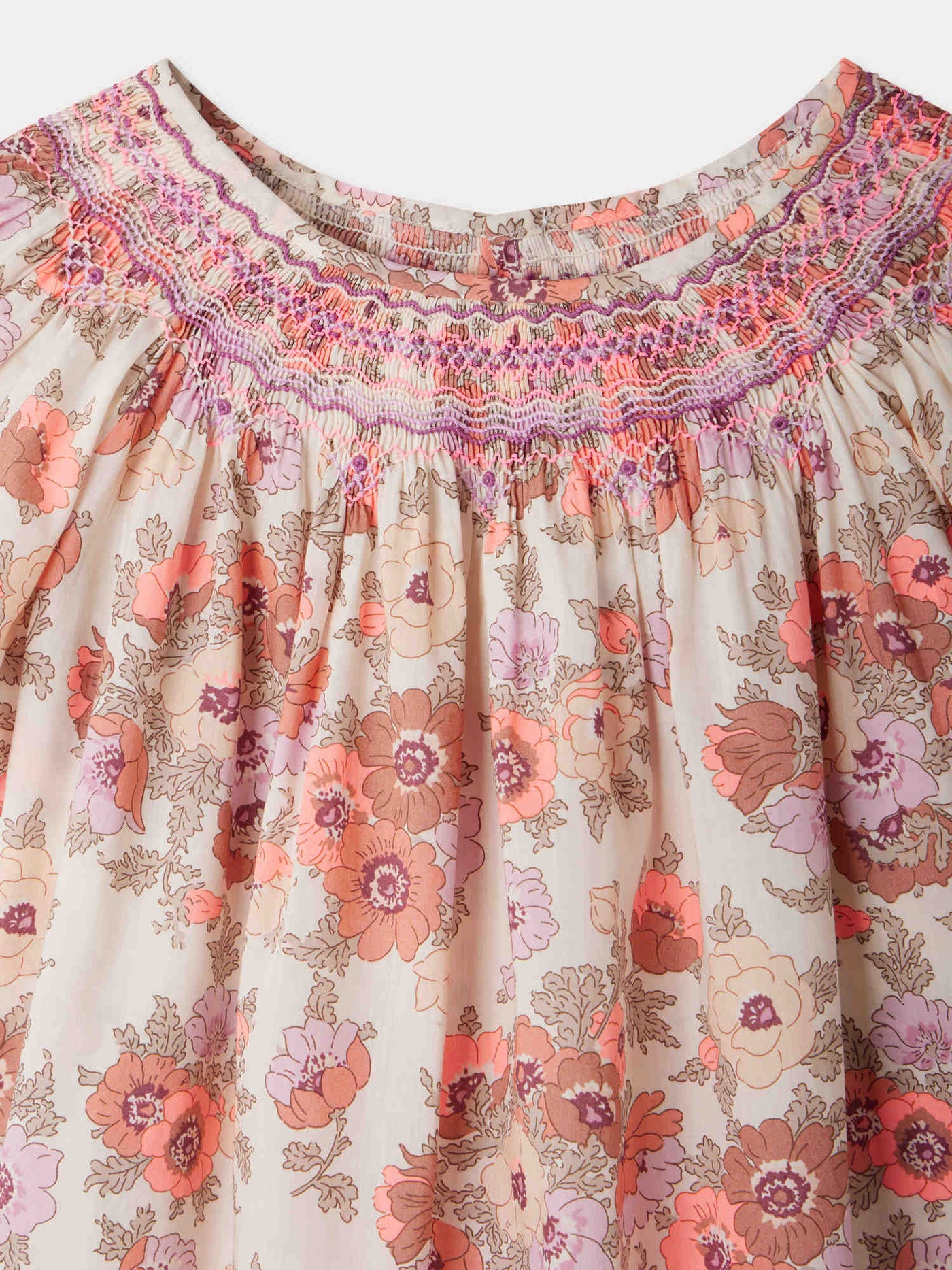 Robe Arlene smockée et brodée en tissu Liberty