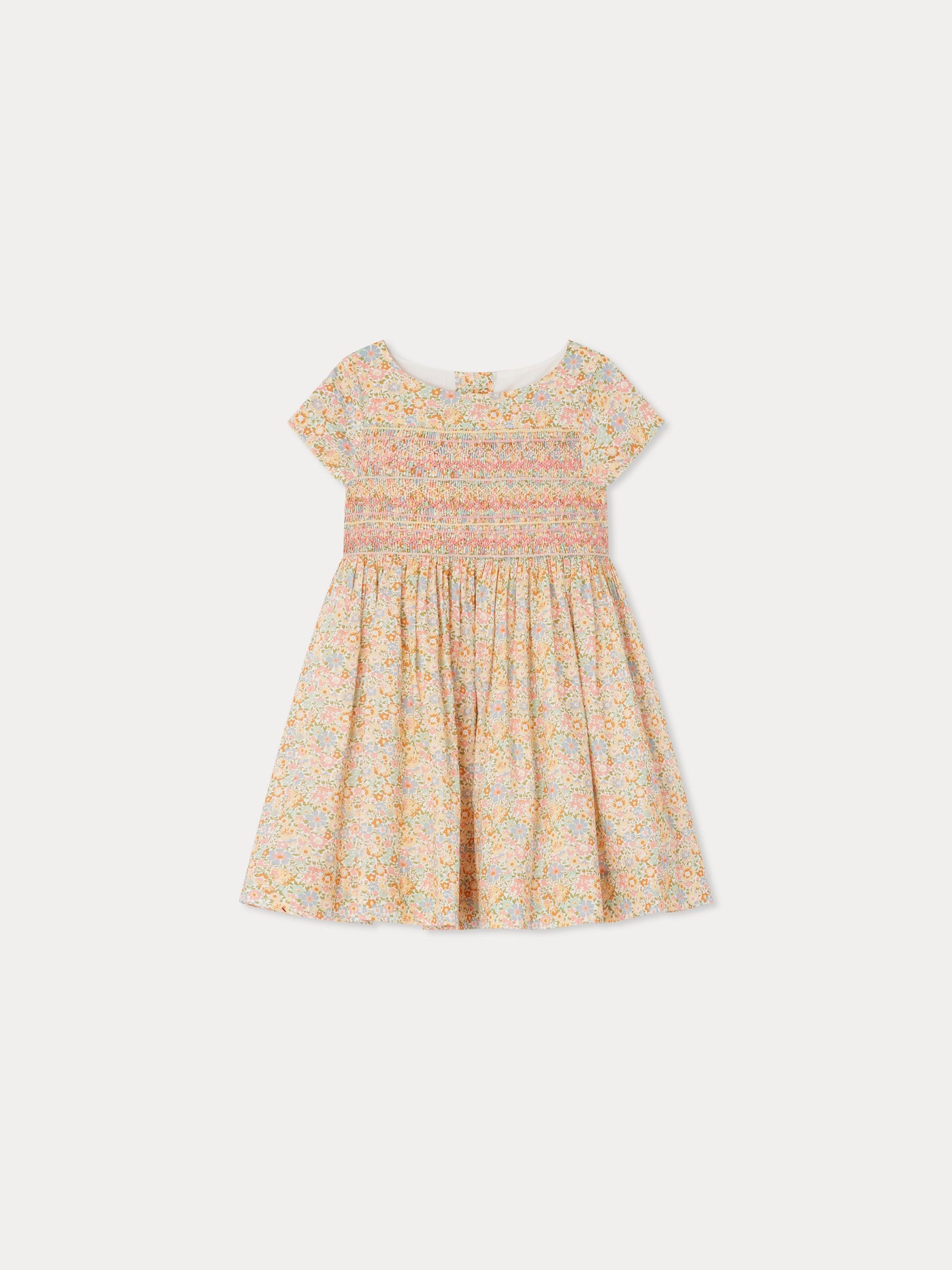 Robe Duchesse smockée en tissu Liberty multicolore