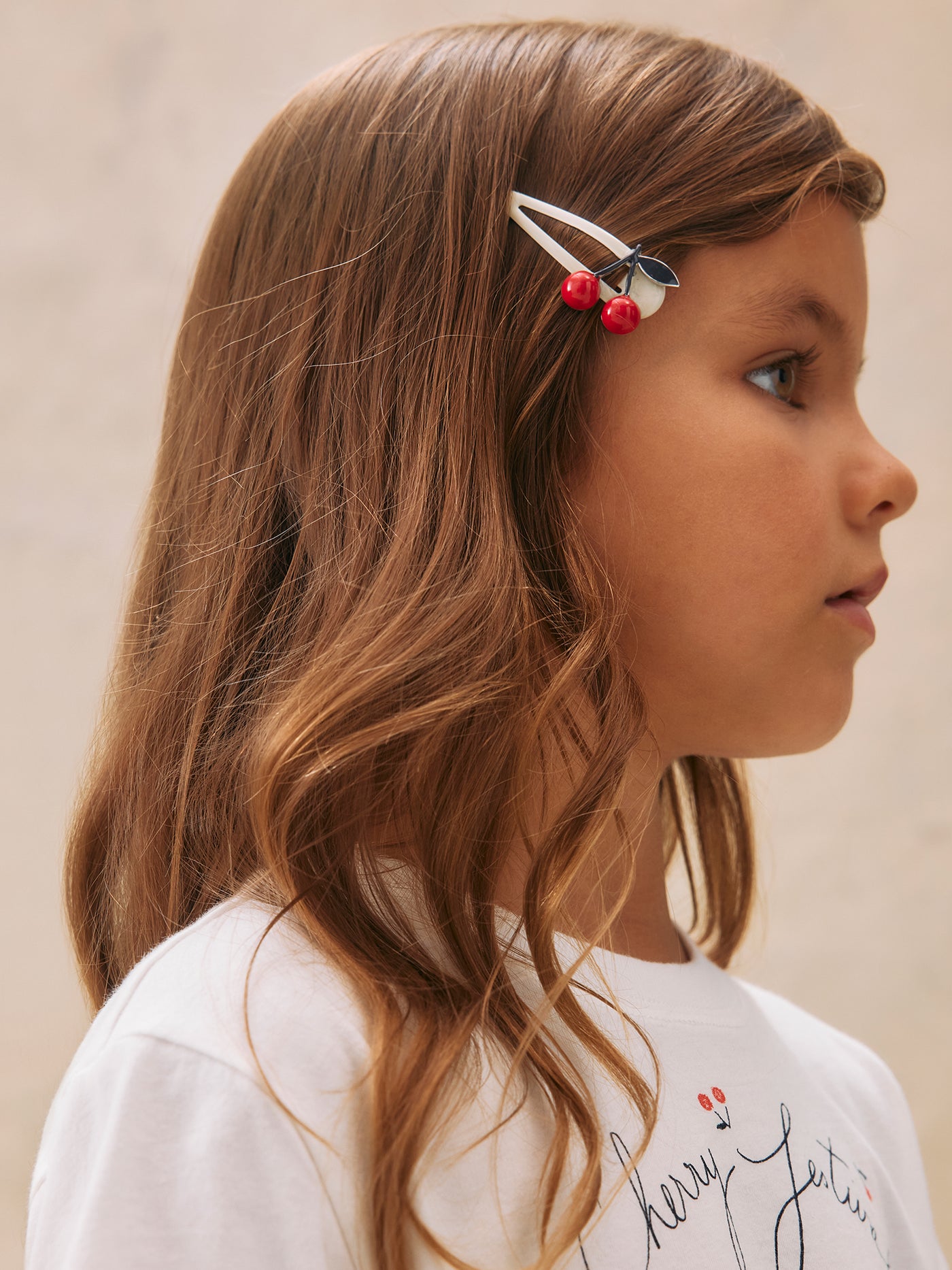 Barrettes Felisa bicolores à motifs cerises