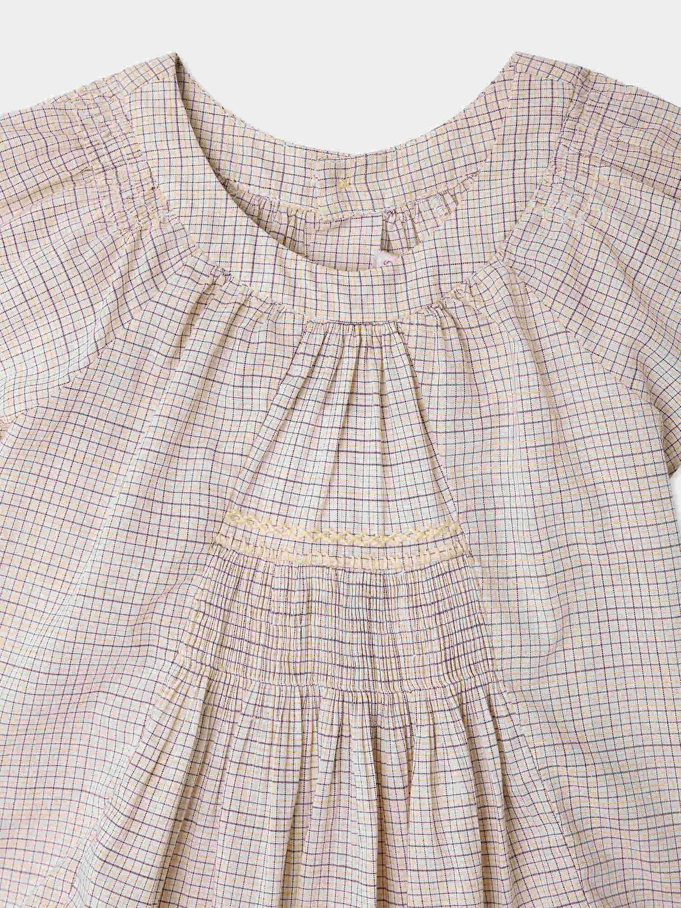 Blouse Aurelie smockée à carreaux