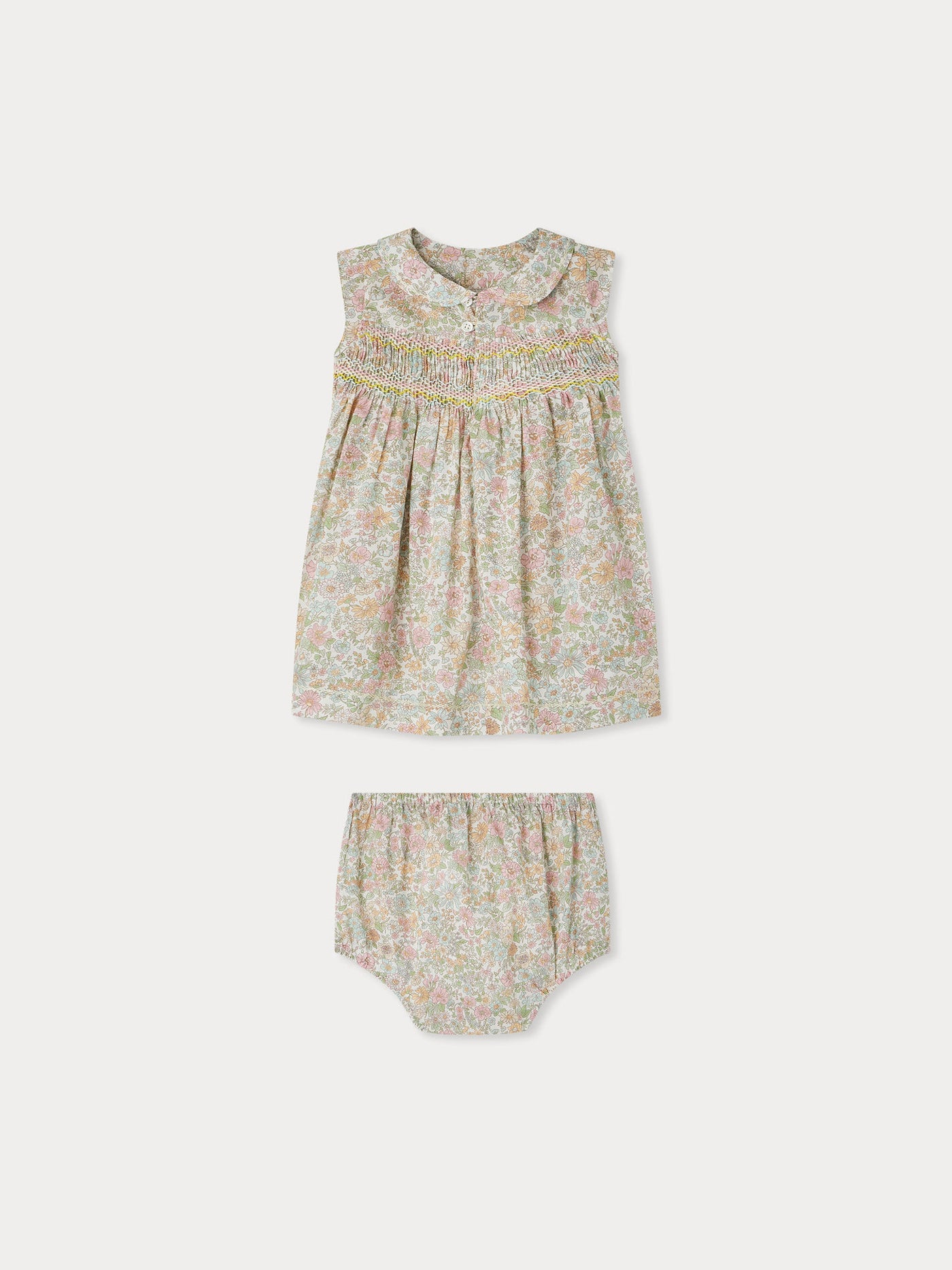 Robe Eleanore smockée en tissu Liberty avec bloomer