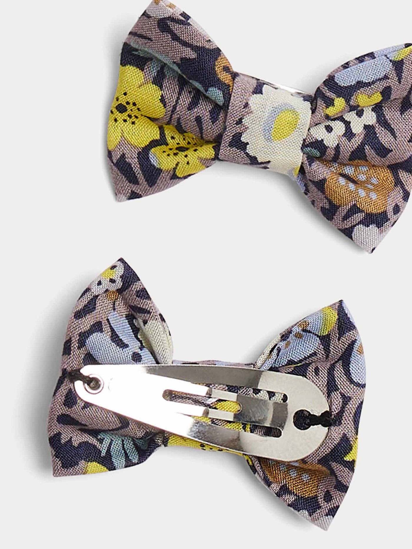 Miniclic barrette in gray Liberty fabric