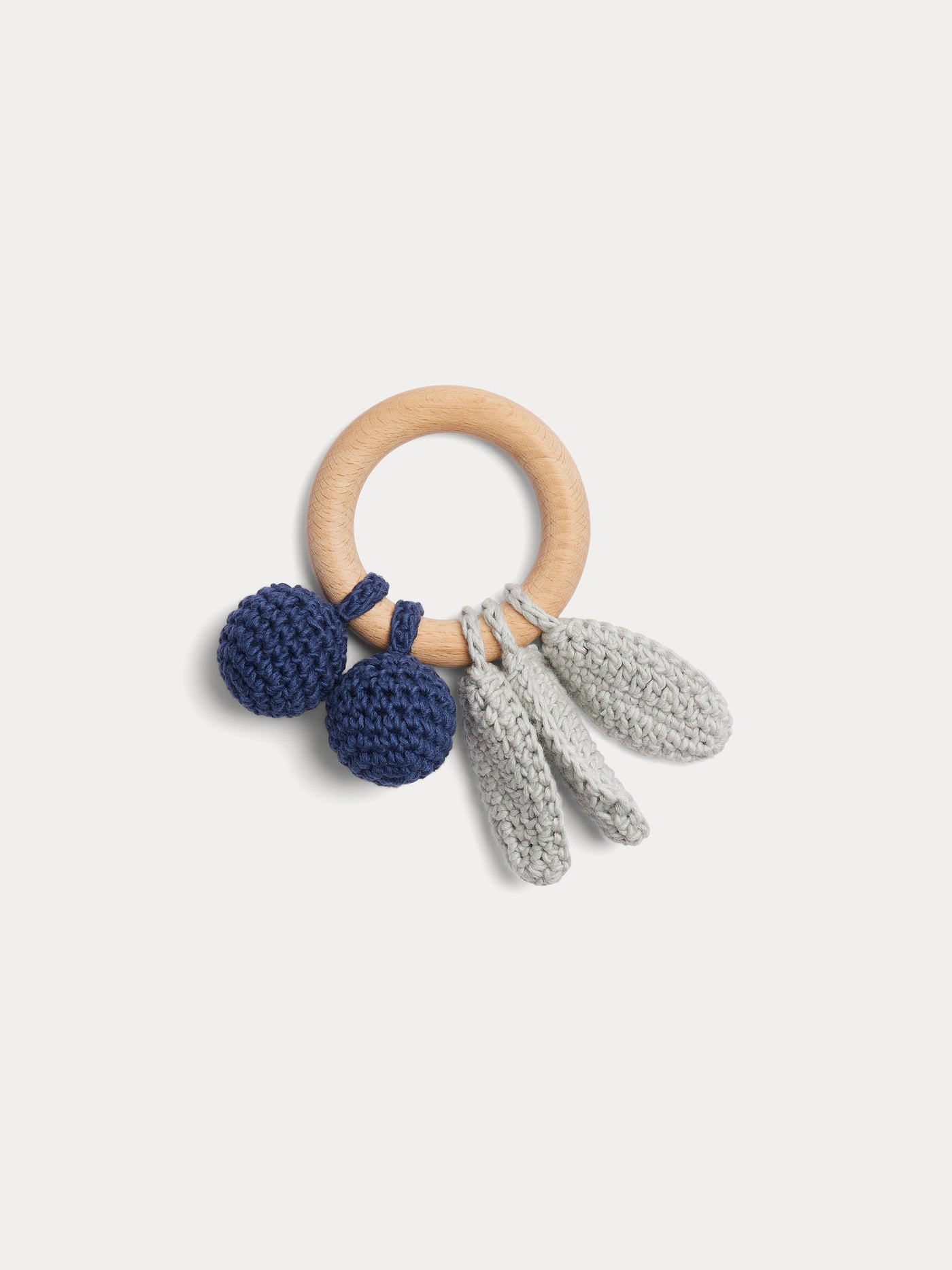 Hochet Be cherry mini crocheté bleu foncé