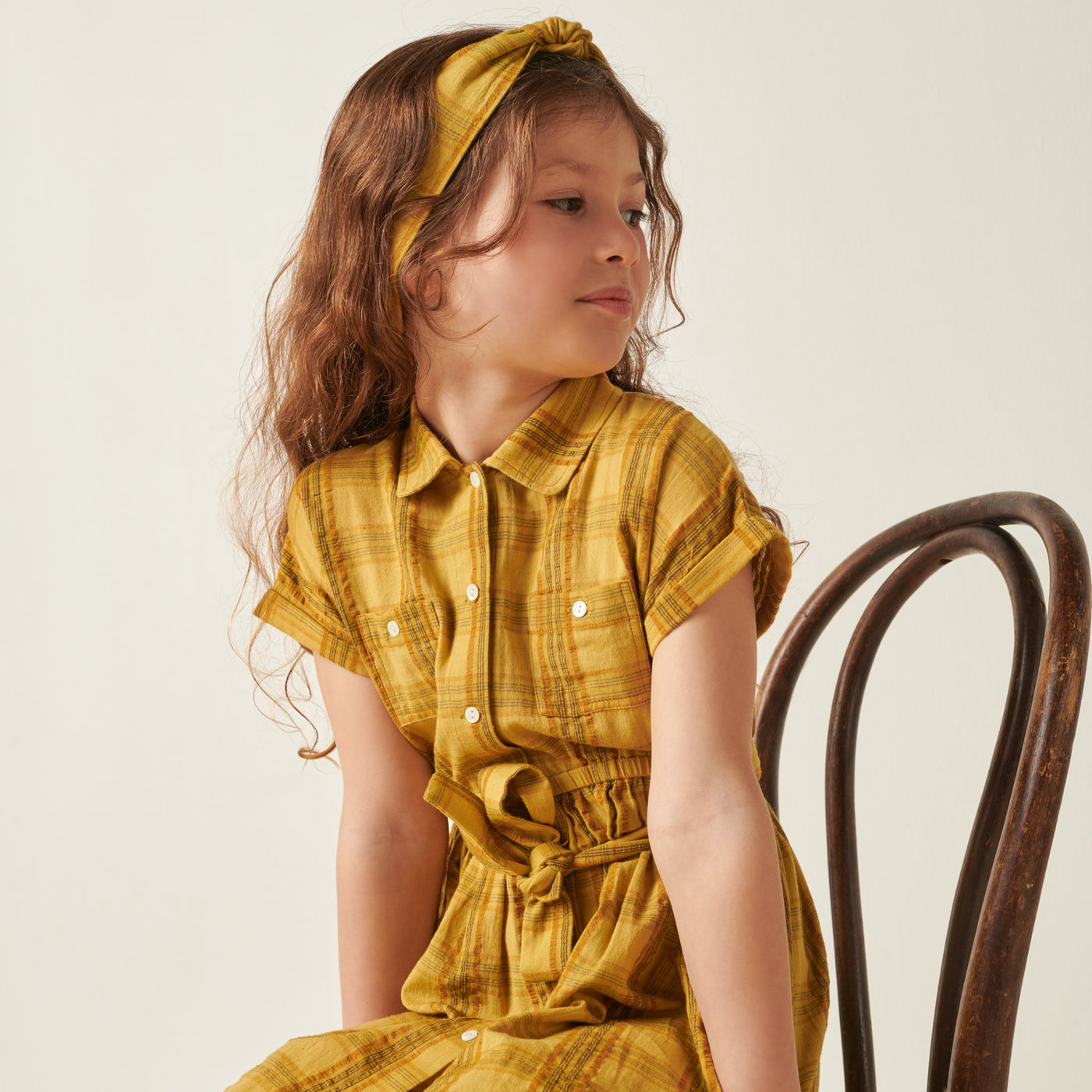 robe à carreaux jaune fille pré collection bonpoint