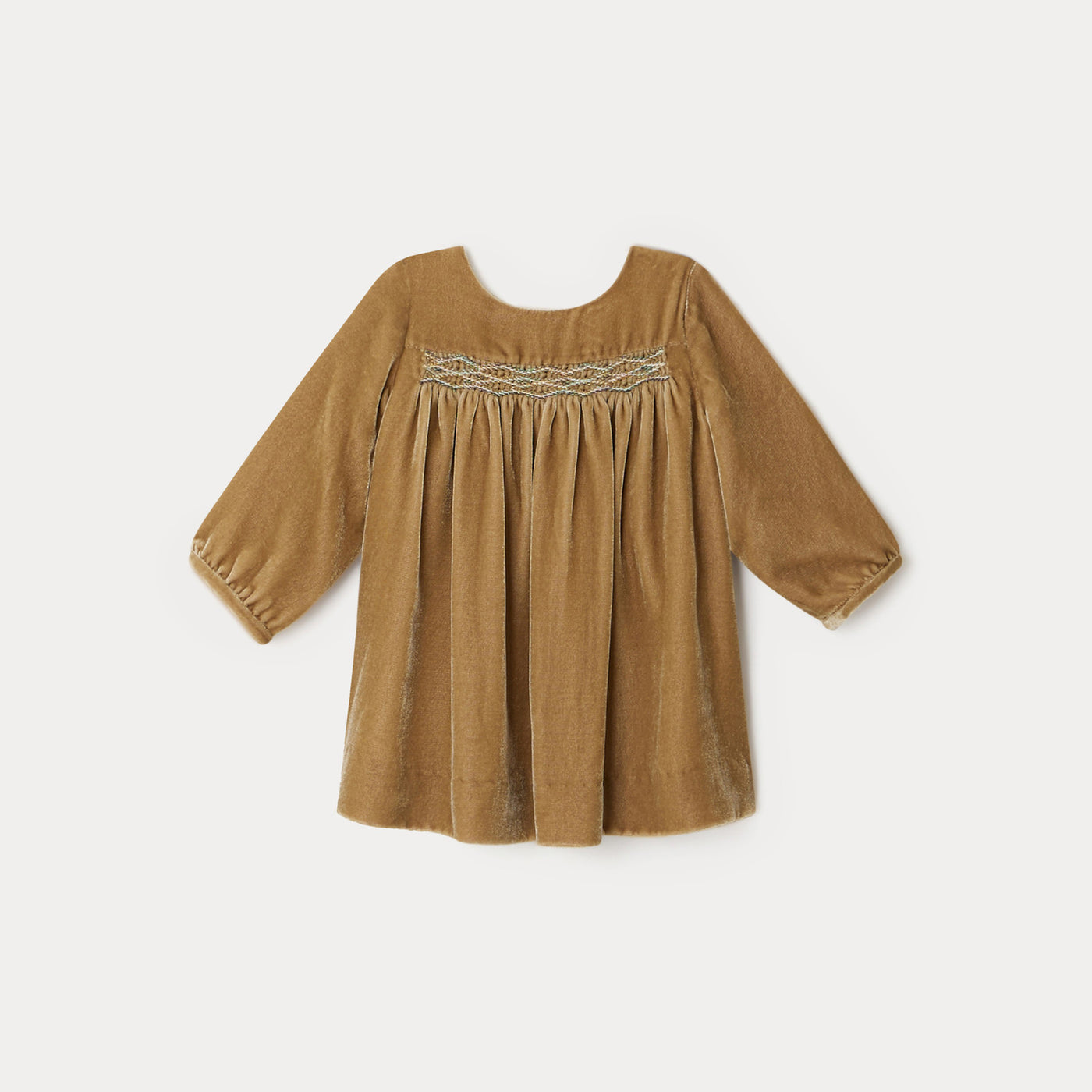 Félicie Smocked Dress beige