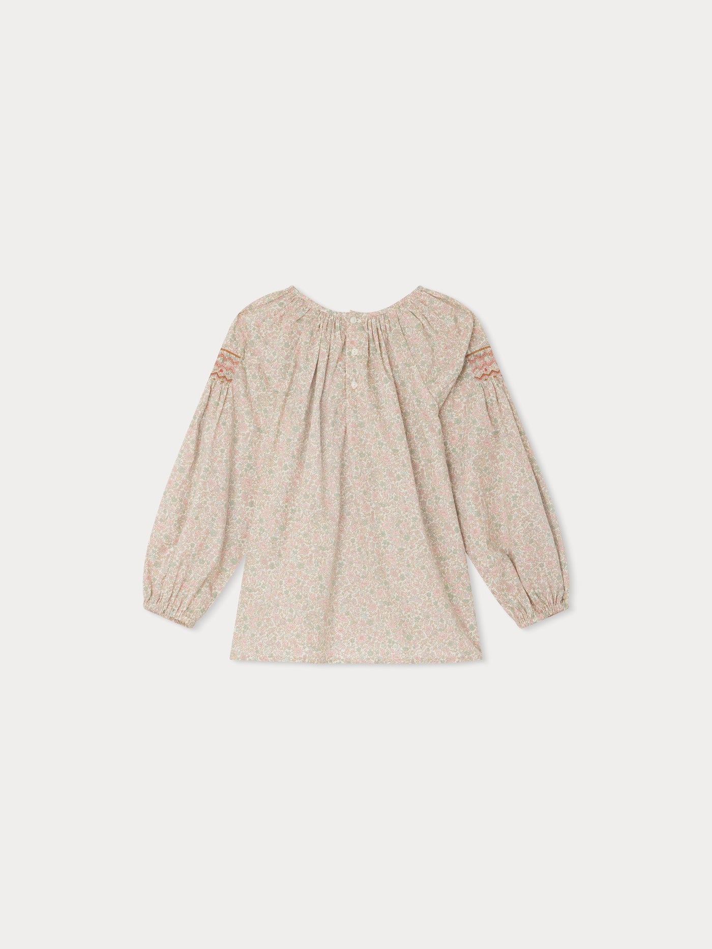 Blouse smockée Poldie fleurs rose