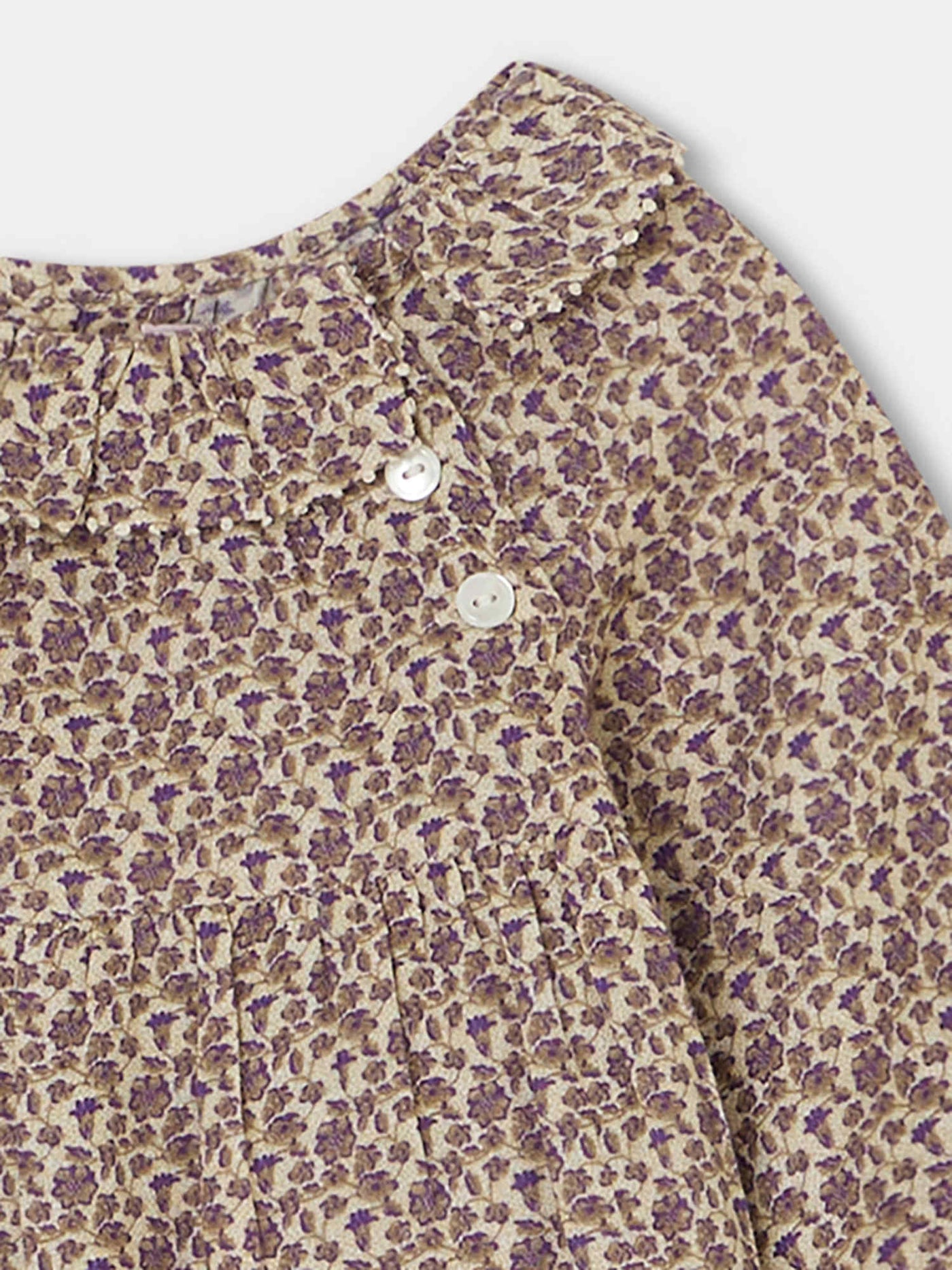 Blouse brodée Melly fleurs taupe